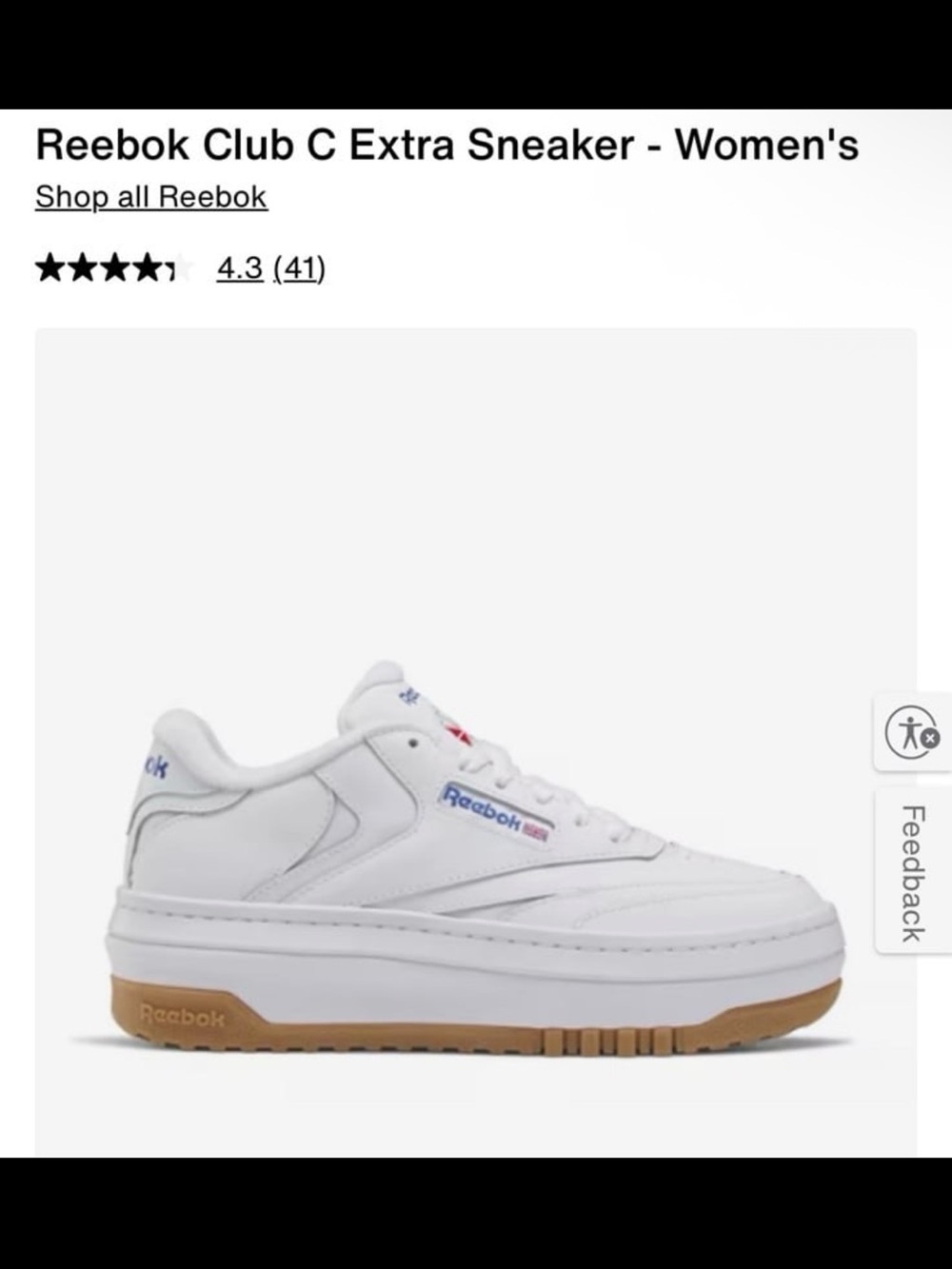 Reebok Club C Extra Sneaker - Women's - BRAND NEW NEVER WORN